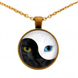 Pandantiv model Yin si Yang - pisica culoarea alb/negru 55cm