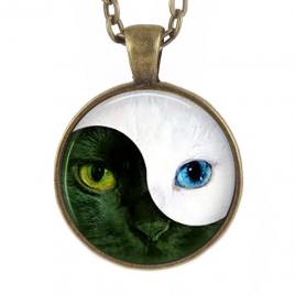 Pandantiv model Yin si Yang - pisica culoarea alb/verde 55 cm