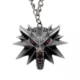 Pandantiv model lup The Witcher culoare argintiu inchis 54 cm