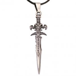Pandantiv din inox model sabie WarCraft culoarea argintiu inchis 5.2 cm