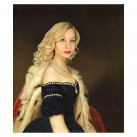 Tablou Portret personalizat pictura Regina cu mantie rosie printat panza canvas 30x40cm