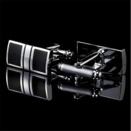 Butoni camasa model clasic argintiu/negru 2cm