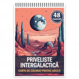 Carte de colorat cu 48 de ilustratii Priveliste intergalactica 102 pagini