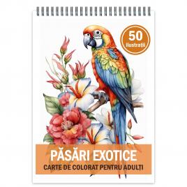 Carte de colorat cu 50 de ilustratii Pasari Exotice 106 pagini