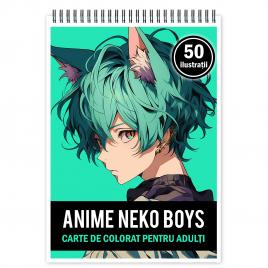 Carte de colorat pentru relaxare si antistres 50 de ilustratii Anime Necko Boys 106 pagini