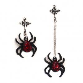 Cercei de halloween model paianjeni negru/rosu 6cm