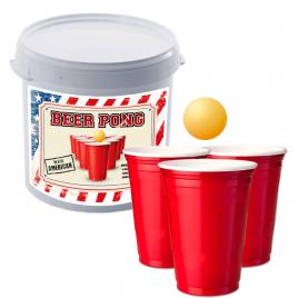 Joc de baut Beer Pong in stil American pentru petreceri 12 pahare cu 2 mingi si regulament
