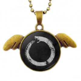 Pandantiv model sarpele devorator - ouroboros bronz/negru 50cm