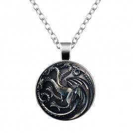 Pandantiv de dama model House of the Dragon - casa Targaryen argintiu 50cm