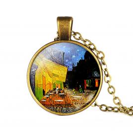 Pandantiv pictura model Cafeneaua de noapte de Van Gogh. multicolor 3.5cm