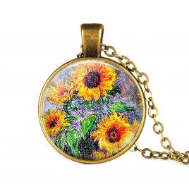 Pandantiv pictura model Floarea soarelui de Van Gogh. multicolor 3.5cm