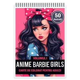 Carte de colorat antistres format A3 50 de ilustratii Anime Barbie Girls - Volumul I 106 pagini