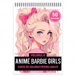 Carte de colorat antistres format A3 50 de ilustratii Anime Barbie Girls - Volumul II 106 pagini