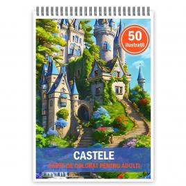 Carte de colorat antistres format A3 50 de ilustratii Castele 106 pagini