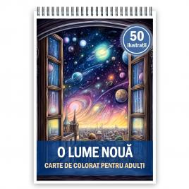 Carte de colorat antistres format A3 50 de ilustratii O lume noua 106 pagini