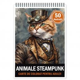 Carte de colorat pentru relaxare si antistres 50 de ilustratii Animale Steampunk 106 pagini