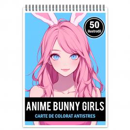 Carte de colorat pentru relaxare si antistres 50 de ilustratii Anime Bunny Girls Editura Legendary Print 106 pagini