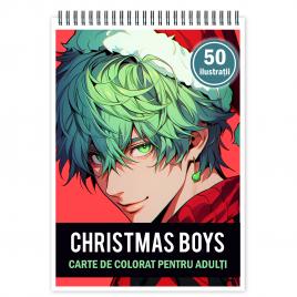 Carte de colorat pentru relaxare si antistres 50 de ilustratii Anime Christmas Boys 106 pagini