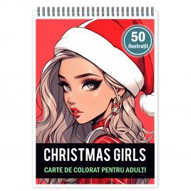Carte de colorat pentru relaxare si antistres 50 de ilustratii Anime Christmas Girls 106 pagini