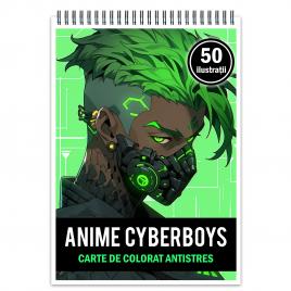 Carte de colorat pentru relaxare si antistres 50 de ilustratii Anime Cyberpunk Boys Editura Legendary Print 106 pagini
