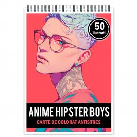 Carte de colorat pentru relaxare si antistres 50 de ilustratii Anime Hipster Boys Editura Legendary Print 106 pagini
