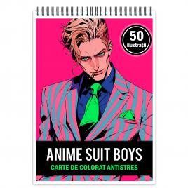 Carte de colorat pentru relaxare si antistres 50 de ilustratii Anime Suit Boys Editura Legendary Print 106 pagini