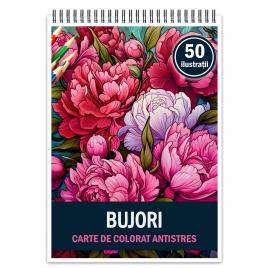 Carte de colorat pentru relaxare si antistres 50 de ilustratii Bujori Editura Legendary Print 106 pagini