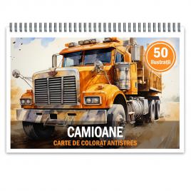 Carte de colorat pentru relaxare si antistres 50 de ilustratii Camioane Editura Legendary Print 106 pagini