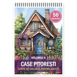 Carte de colorat pentru relaxare si antistres 50 de ilustratii Case Pitoresti - Volumul II 106 pagini
