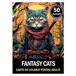 Carte de colorat pentru relaxare si antistres 50 de ilustratii Fantasy Cats 106 pagini