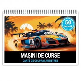 Carte de colorat pentru relaxare si antistres 50 de ilustratii Masini de curse Editura Legendary Print 106 pagini