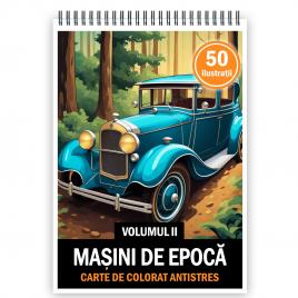 Carte de colorat pentru relaxare si antistres 50 de ilustratii Masini de epoca - Volumul II Editura Legendary Print 106 pagini