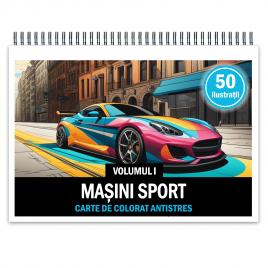 Carte de colorat pentru relaxare si antistres 50 de ilustratii Masini sport - Volumul I Editura Legendary Print 106 pagini