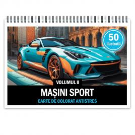 Carte de colorat pentru relaxare si antistres 50 de ilustratii Masini sport - Volumul II Editura Legendary Print 106 pagini