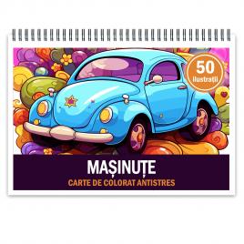 Carte de colorat pentru relaxare si antistres 50 de ilustratii Masinute Editura Legendary Print 106 pagini