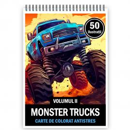 Carte de colorat pentru relaxare si antistres 50 de ilustratii Monster Trucks - Volumul II Editura Legendary Print 106 pagini