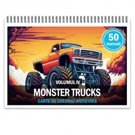 Carte de colorat pentru relaxare si antistres 50 de ilustratii Monster Trucks - Volumul IV Editura Legendary Print 106 pagini