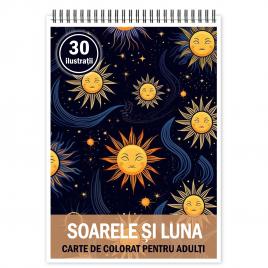 Carte de colorat pentru relaxare si antistres 50 de ilustratii Soarele si luna 106 pagini