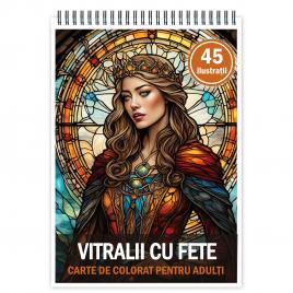 Carte de colorat pentru relaxare si antistres 50 de ilustratii Vitralii cu fete 106 pagini