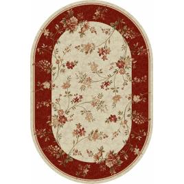 Covor living sufragerie, model 551 120 oval, crem rosu