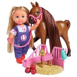 Set simba evi love doctor evi welcome horse papusa 12 cm cu figurina cal si accesorii