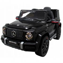 Masinuta electrica cu telecomanda, roti eva, scaun piele mercedes g63 - negru