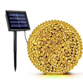Instalatie solara decorativa, incarcare solara, 30 m, 300 led-uri, alb cald, bzrsh