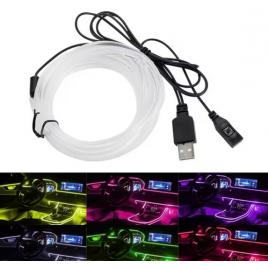 Lumini ambientale auto led rgb, conectare usb cu telecomanda pe fir, 3 metri, bzrsh