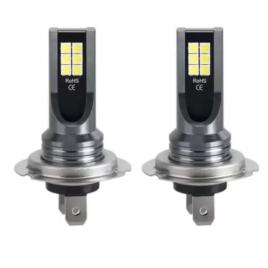 Set 2 becuri auto led h7, 12 led, 60w, lumina alba 6000k, 12v, 6800lm