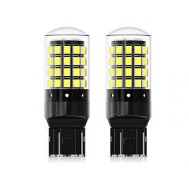 Set 2 becuri auto led t20 2 faze, 54 led, compatibile duster, logan 2, sandero 2, lumina alb-rece, 6500k, bzrsh