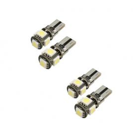Set 4x becuri led t10, bzrsh, w5w, 12v, 5w canbus, 6000k, 28x12 mm, alb rece pentru plafoniera, portbagaj