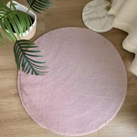 Covor pufos, model blanita rotund antiderapant, soft lop 020, roz