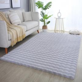 Model blana iepure lop 076, covor sufragerie dormitor, efect 3d, gri
