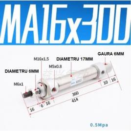 Cilindru pneumatic otel inoxidabil diametru cilindru 16mm cursa de 300mm ma16x300 ch1562